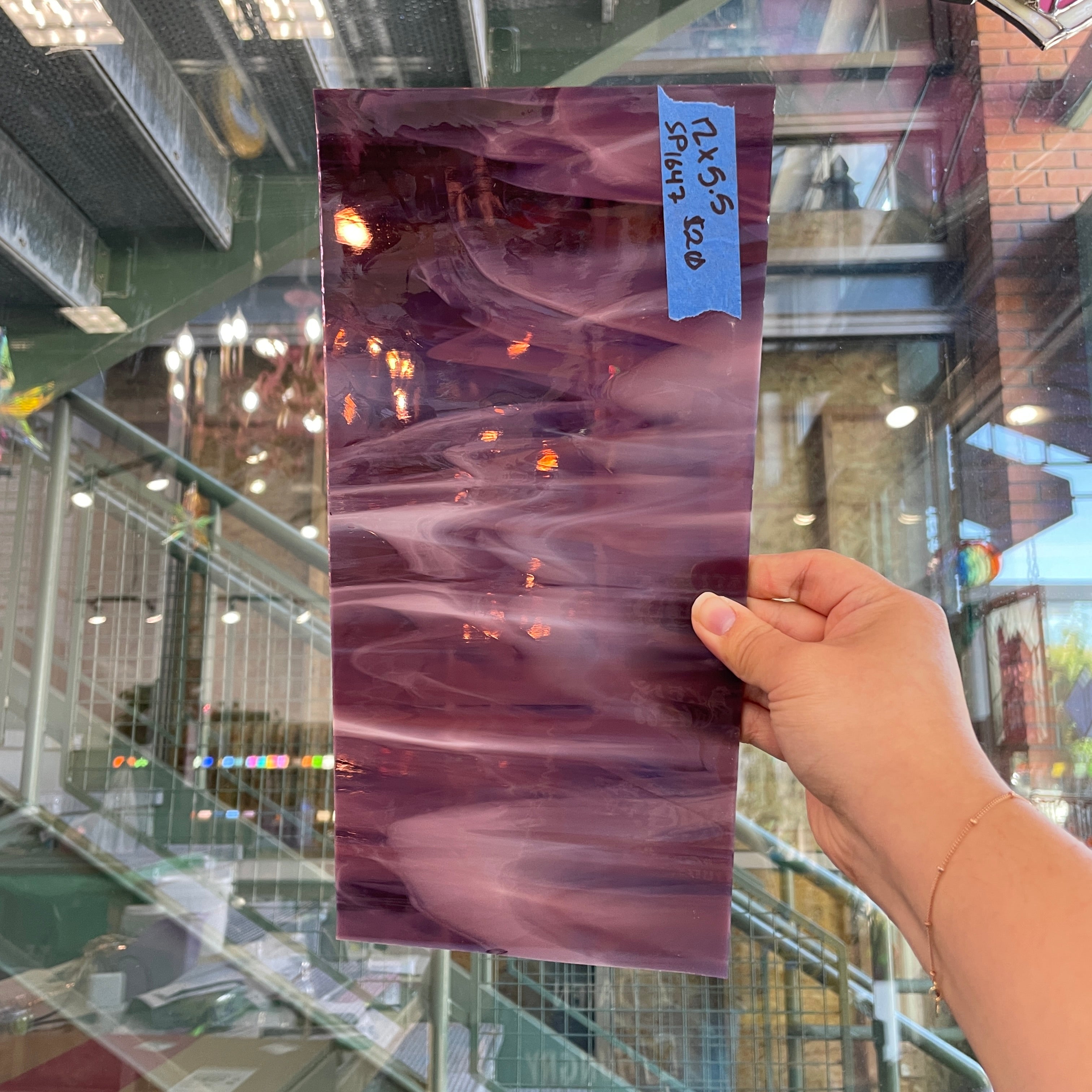 Dark Magenta White Wispy Spectrum Sheet Glass Colorado Glassworks