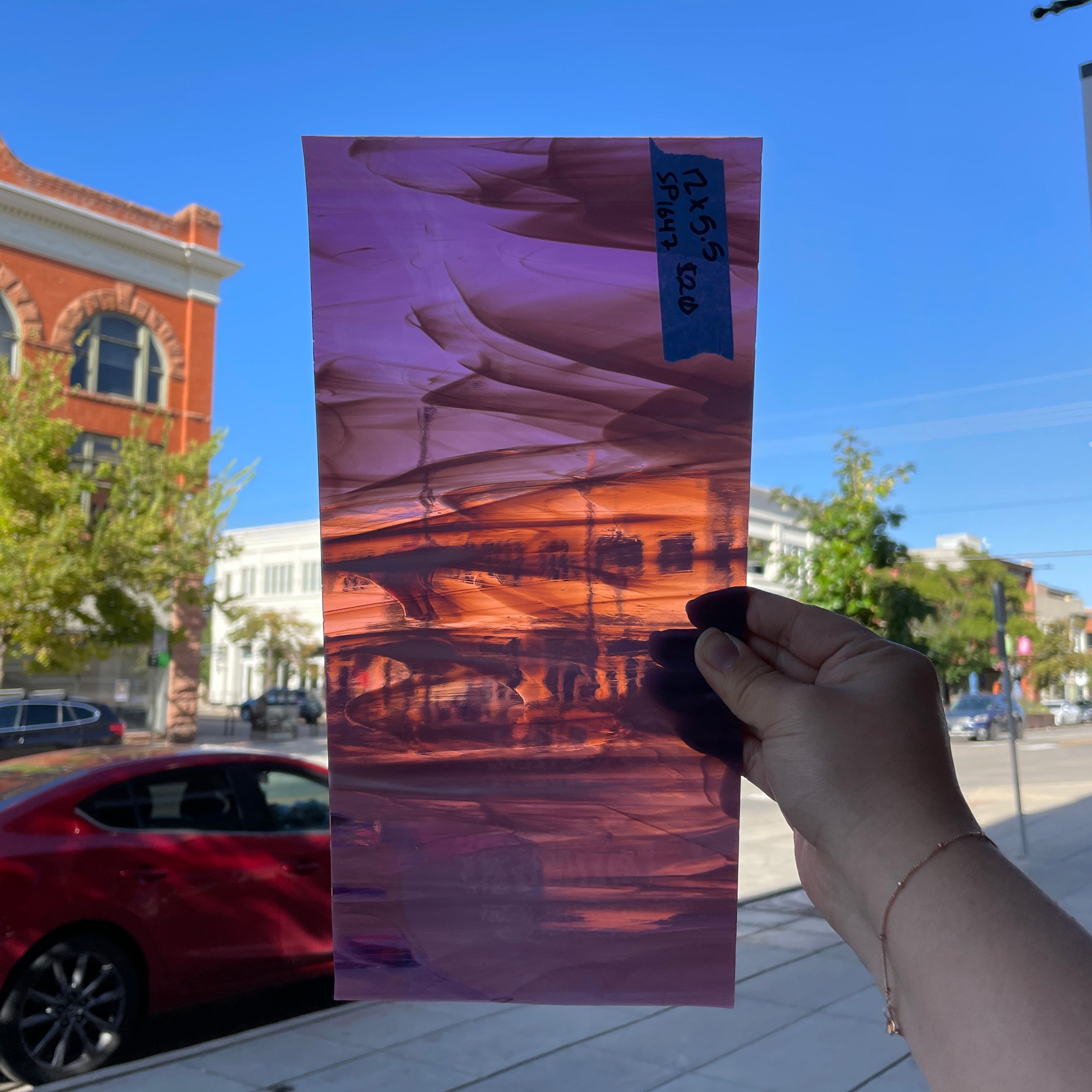 Dark Magenta White Wispy Spectrum Sheet Glass Colorado Glassworks