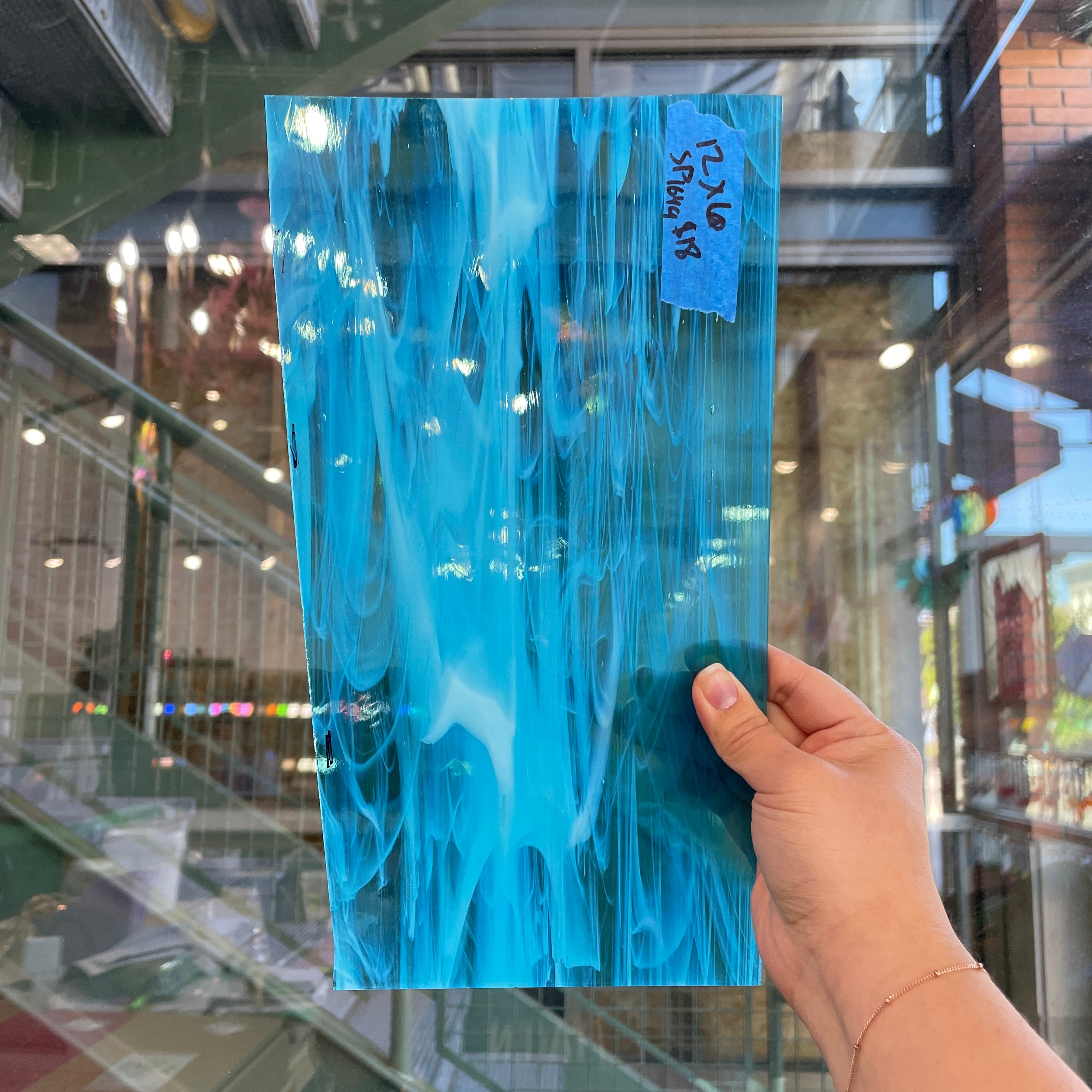 Aqua Blue White Transparent Spectrum Sheet Glass Colorado Glassworks