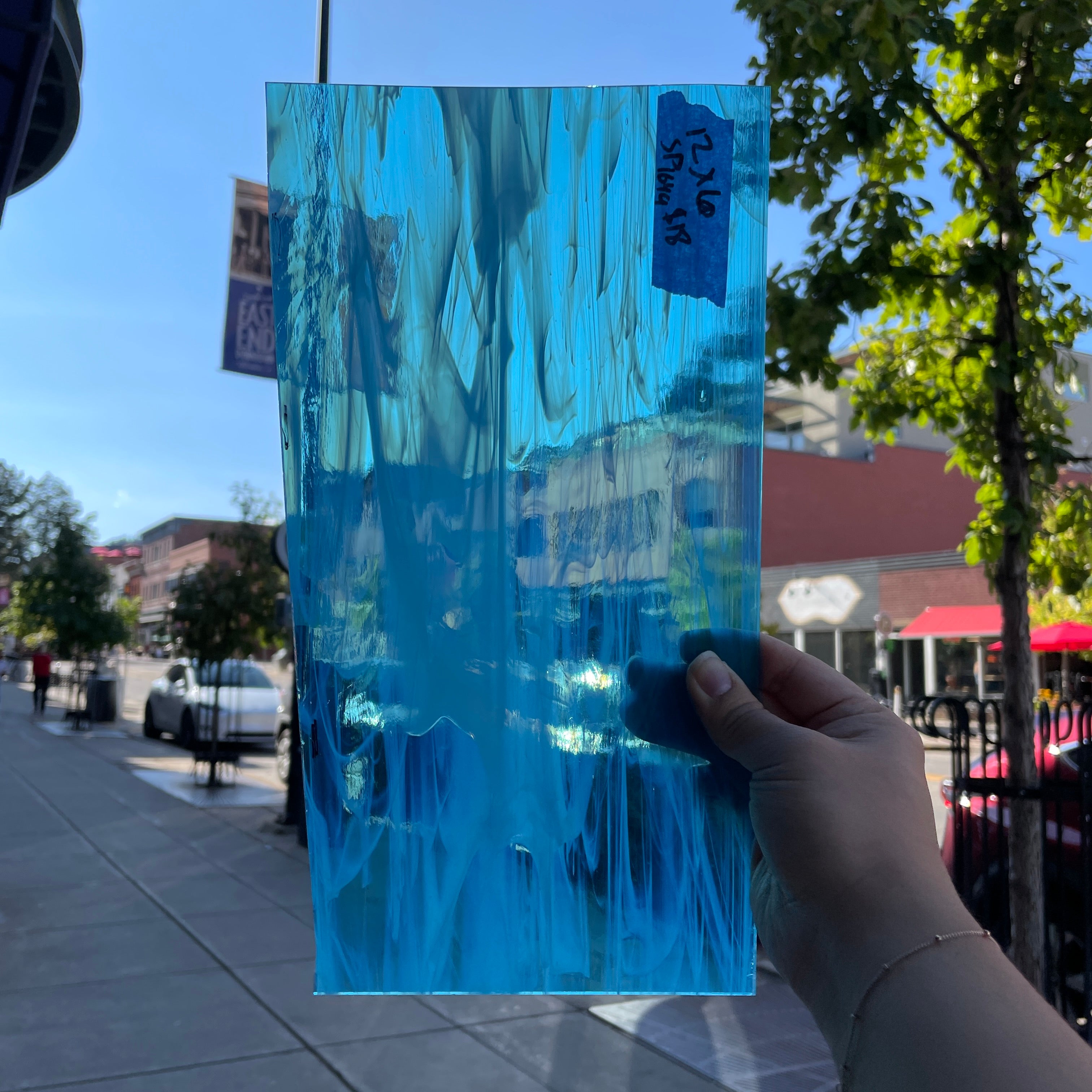 Aqua Blue White Transparent Spectrum Sheet Glass Colorado Glassworks