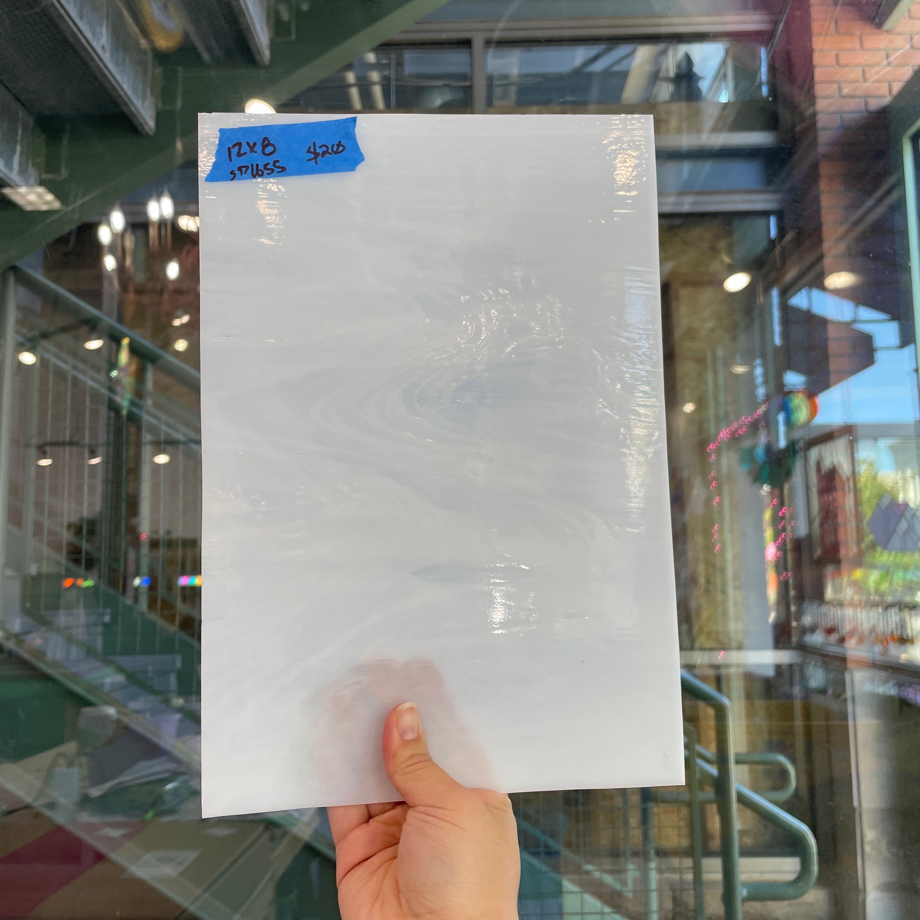White Wispy Spectrum Sheet Glass Colorado Glassworks SP1655 (12x8in)