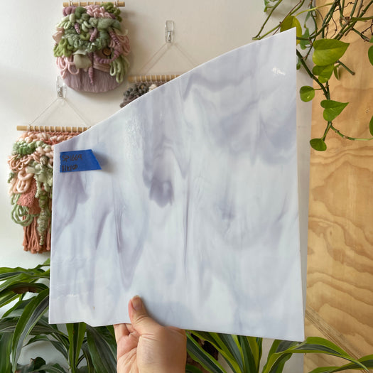 Lilac White Wispy Spectrum Sheet Glass Colorado Glassworks SP1669 (11x10in)
