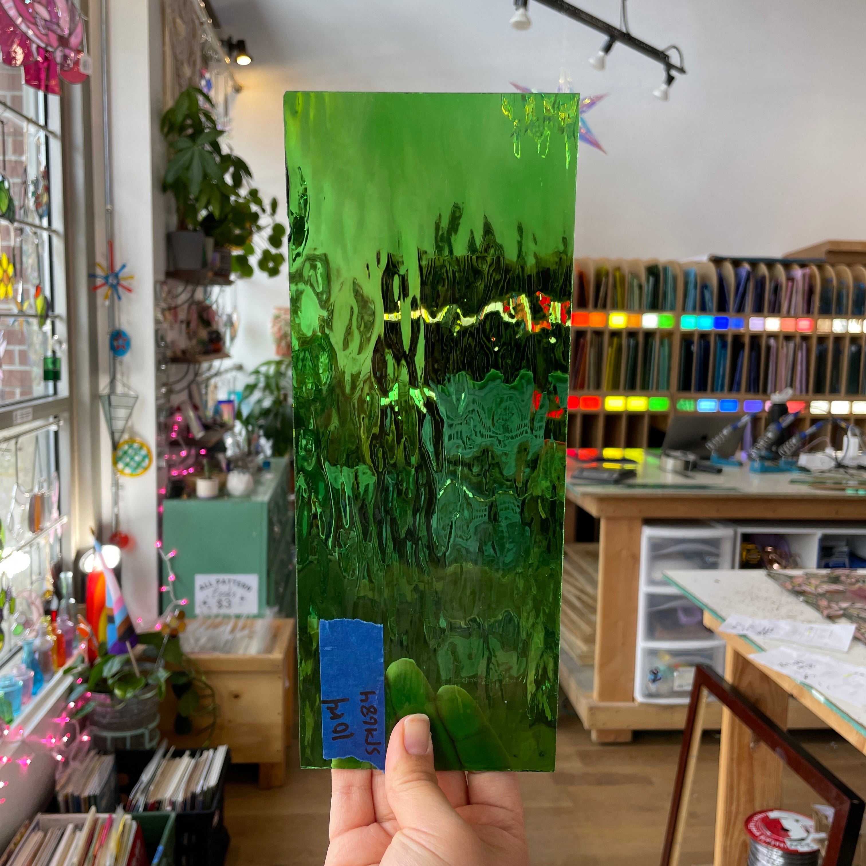 Electric Green Waterglass Spectrum Sheet Glass Colorado Glassworks SP1684 (10x4in)