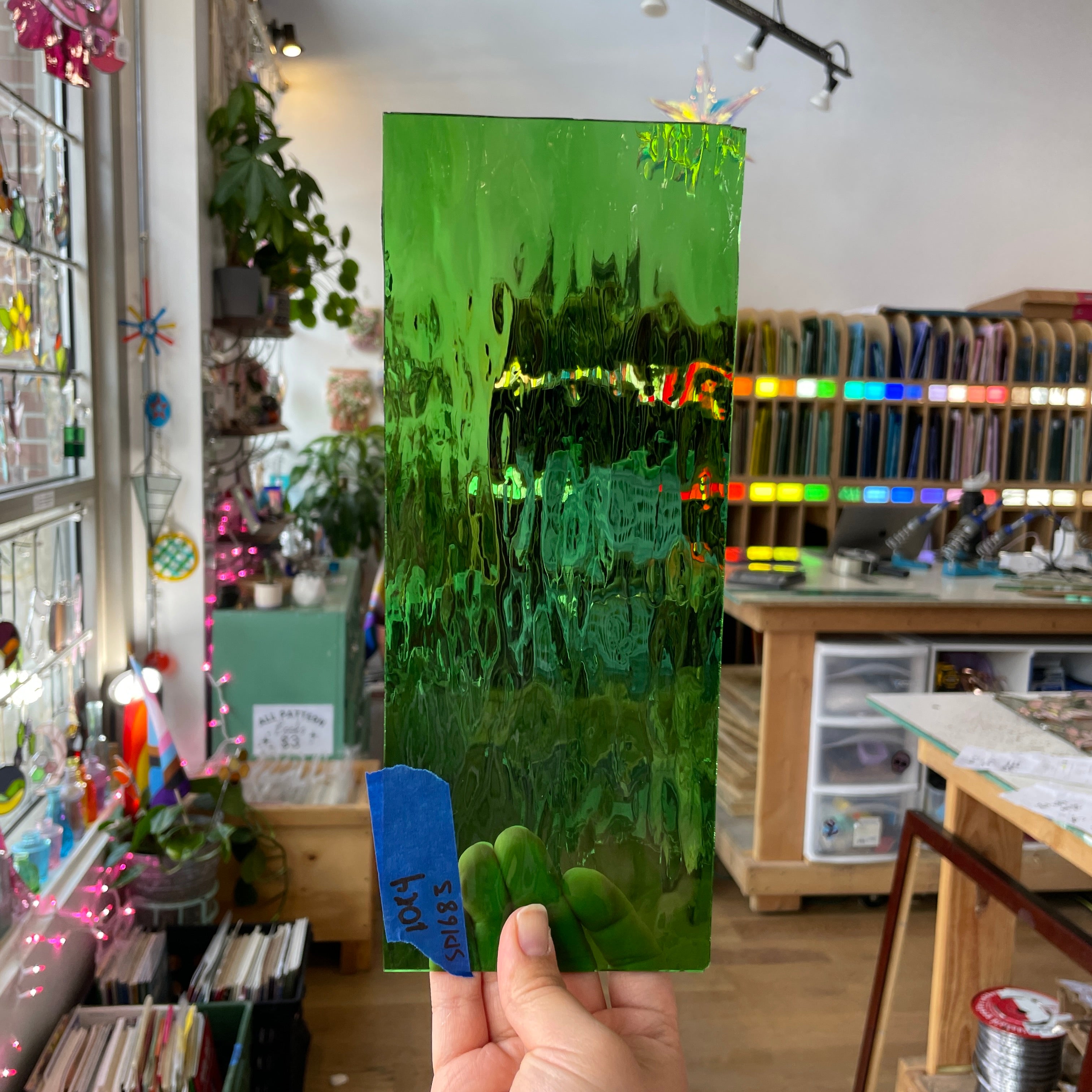 Electric Green Waterglass Spectrum Sheet Glass Colorado Glassworks SP1685 (10x4in)