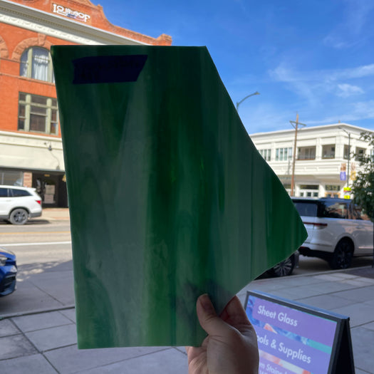 Green White Wispy Spectrum Sheet Glass Colorado Glassworks