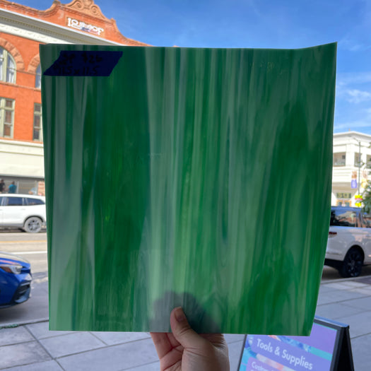 Green White Wispy Spectrum Sheet Glass Colorado Glassworks