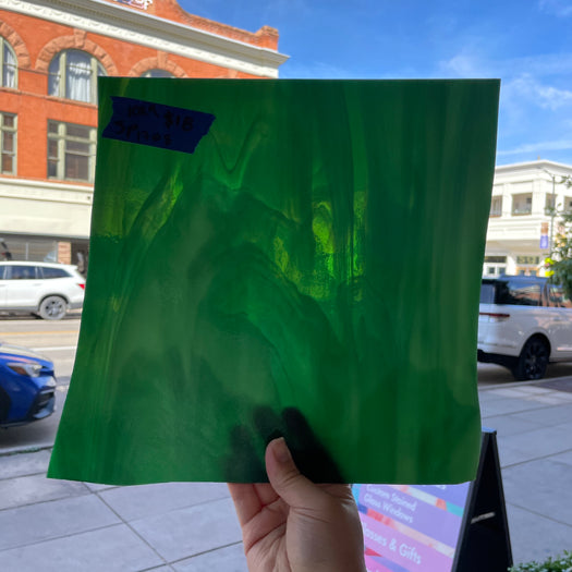 Green White Wispy Spectrum Sheet Glass Colorado Glassworks