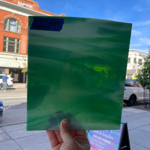 Green White Wispy Spectrum Sheet Glass Colorado Glassworks