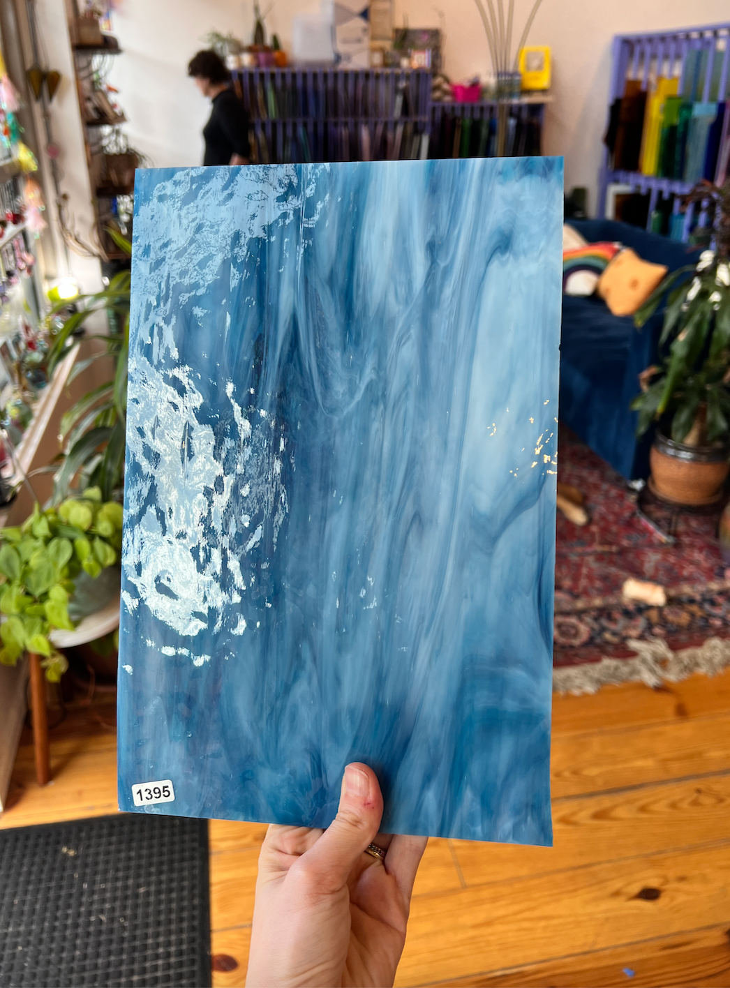 Yonder Blue Pearl Opal Oceanside Fusible 96 COE Sheet Glass Colorado Glassworks