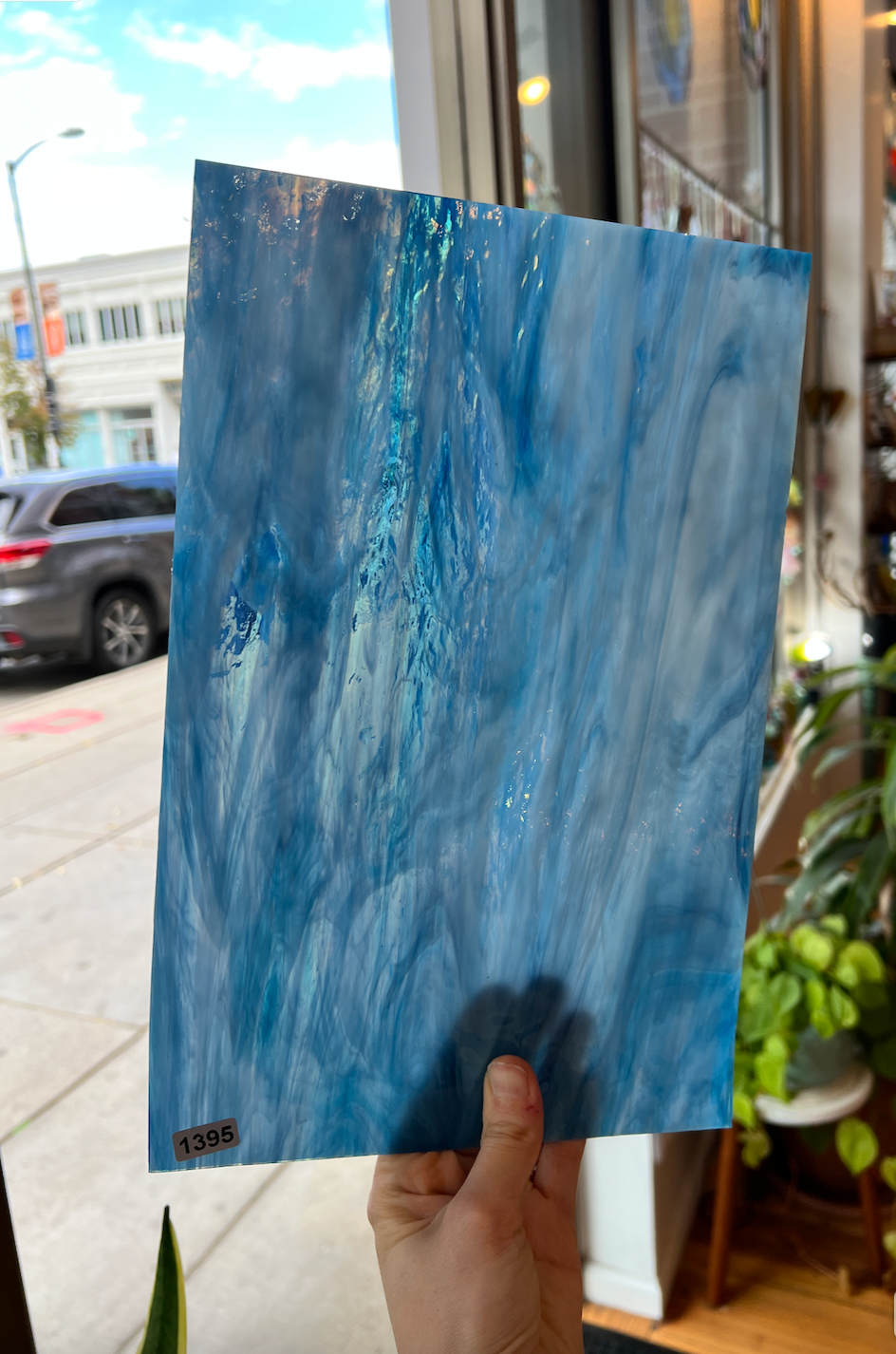Yonder Blue Pearl Opal Oceanside Fusible 96 COE Sheet Glass Colorado Glassworks