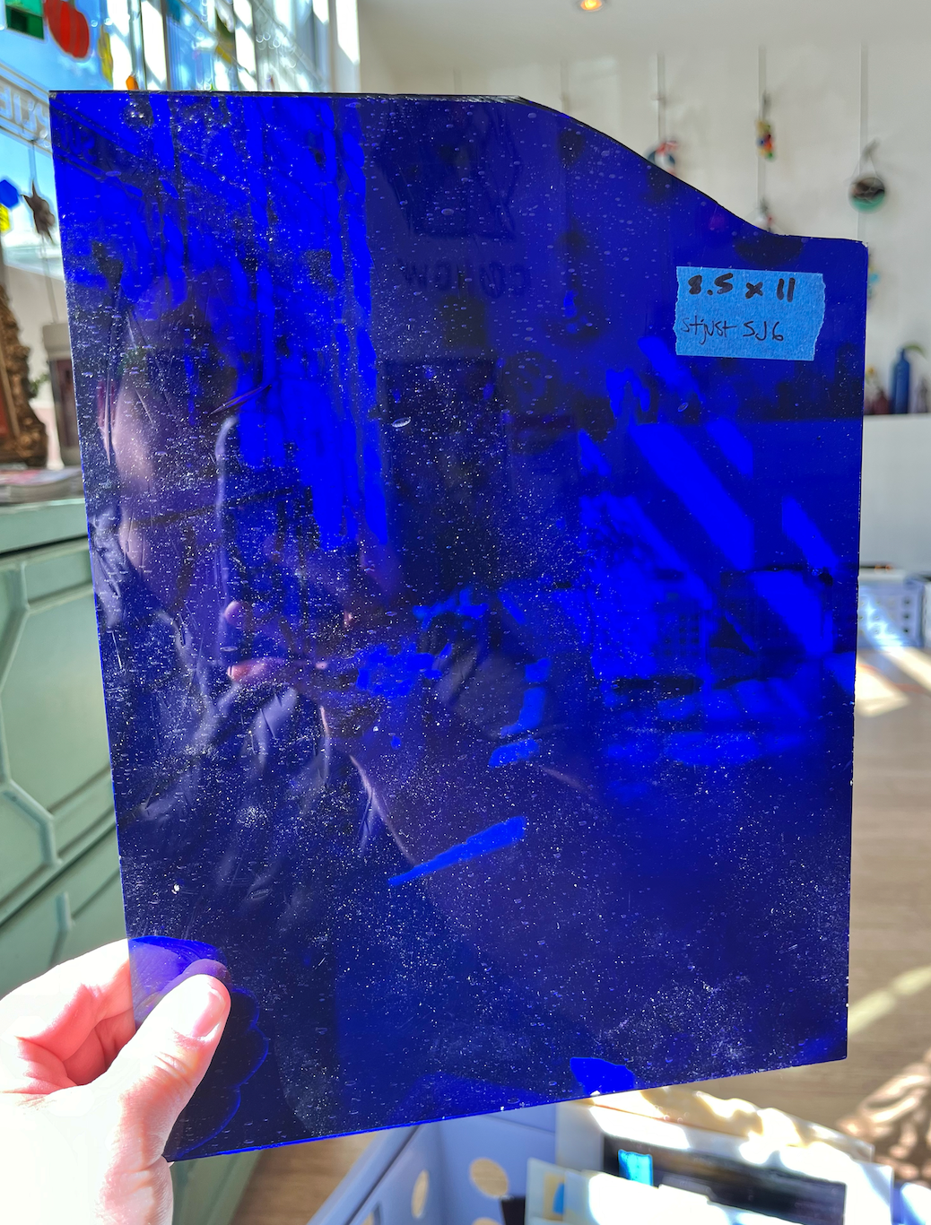 Dark Blue Flash Glass St Just Mouth Blown Sheet Glass Colorado Glassworks SJ6 (8.5x11in)  