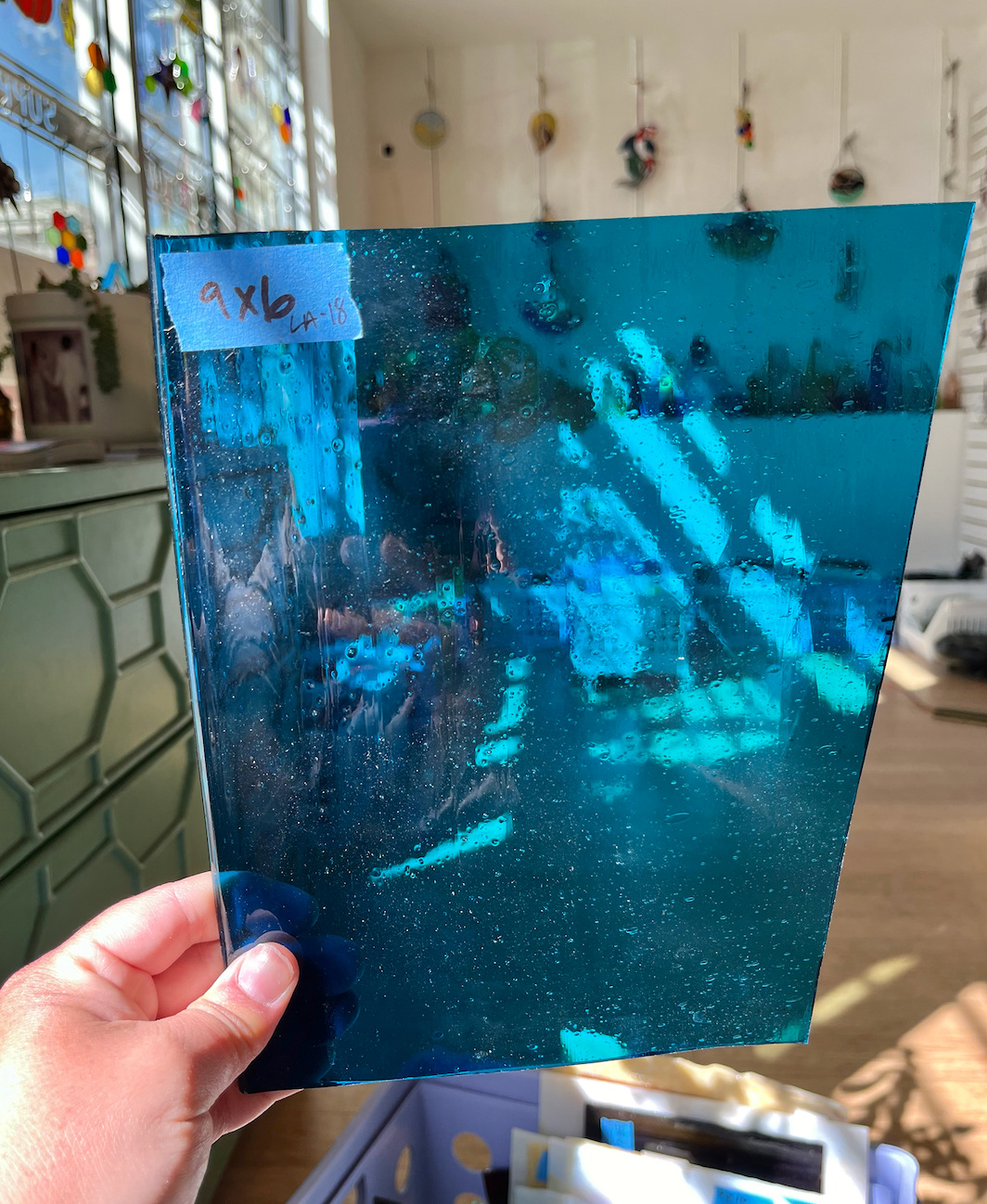 Lamberts Mouth Blown Light Blue 1272xx Sheet Glass Colorado Glassworks LA18 (9x6in)  