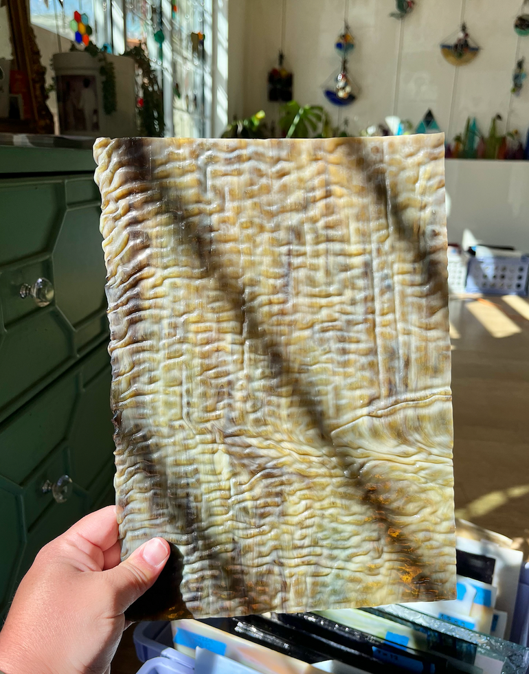 Brown Wispy Opaque Textured Uroboros Sheet Glass Colorado Glassworks   