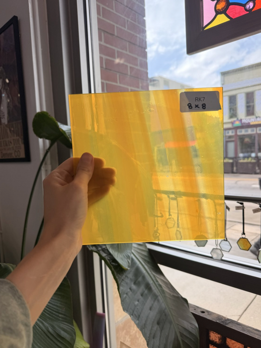Yellow Clear Wispy S29 Mouth Blown Lamberts Flash Sheet Glass Lamberts Glass