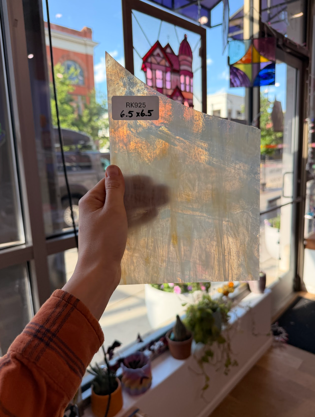 Tan Wispy Mixed Vintage Armstrong Sheet Glass Armstrong Glass