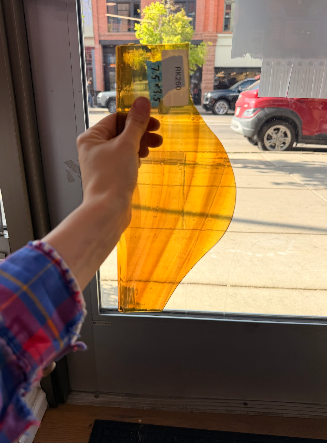 Amber Mixed Wispy Vintage Mouthblown Sheet Glass