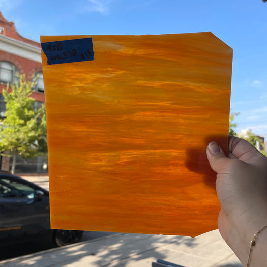 Orange Wispy Semi-Opaque Sheet Glass Colorado Glassworks
