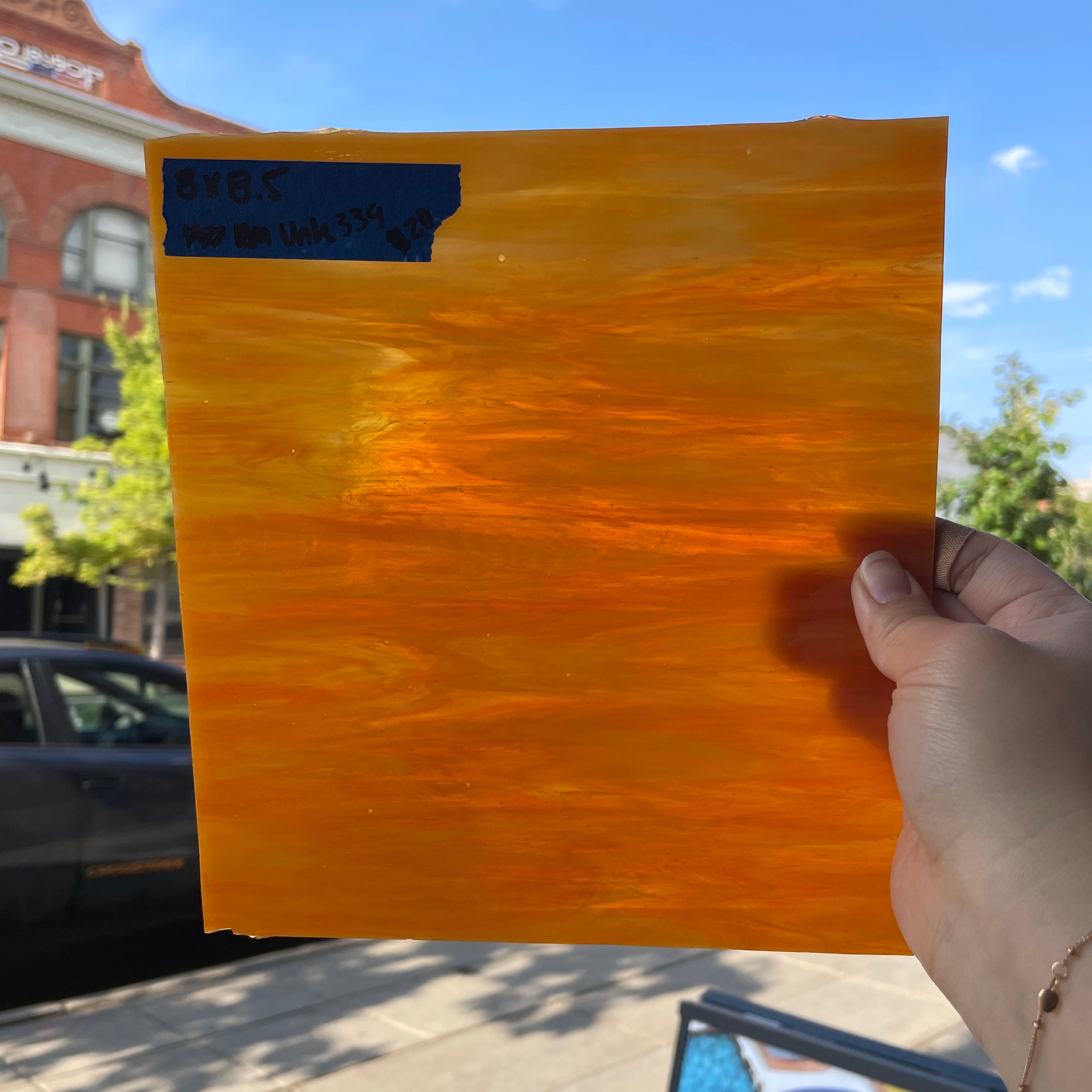 Orange Wispy Semi-Opaque Sheet Glass Colorado Glassworks