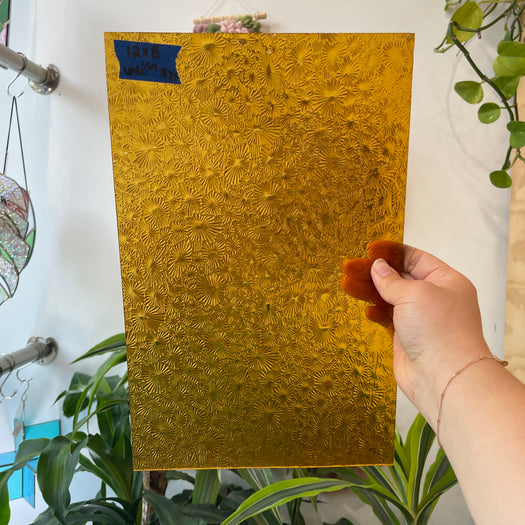 Medium Amber Starburst Transparent Sheet Glass Colorado Glassworks