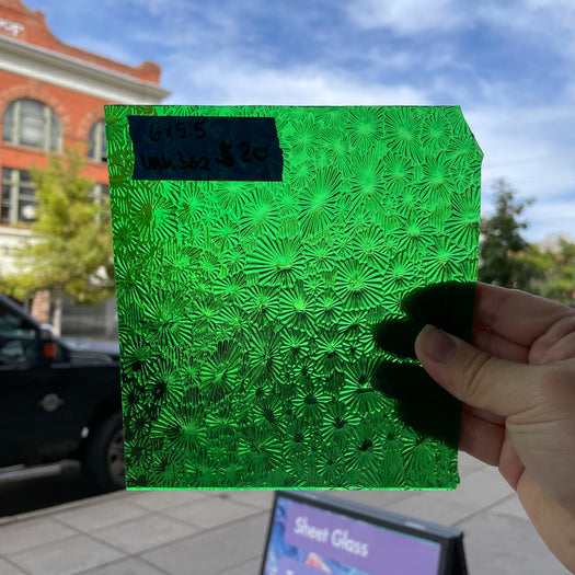 Green Starburst Transparent Sheet Glass Colorado Glassworks