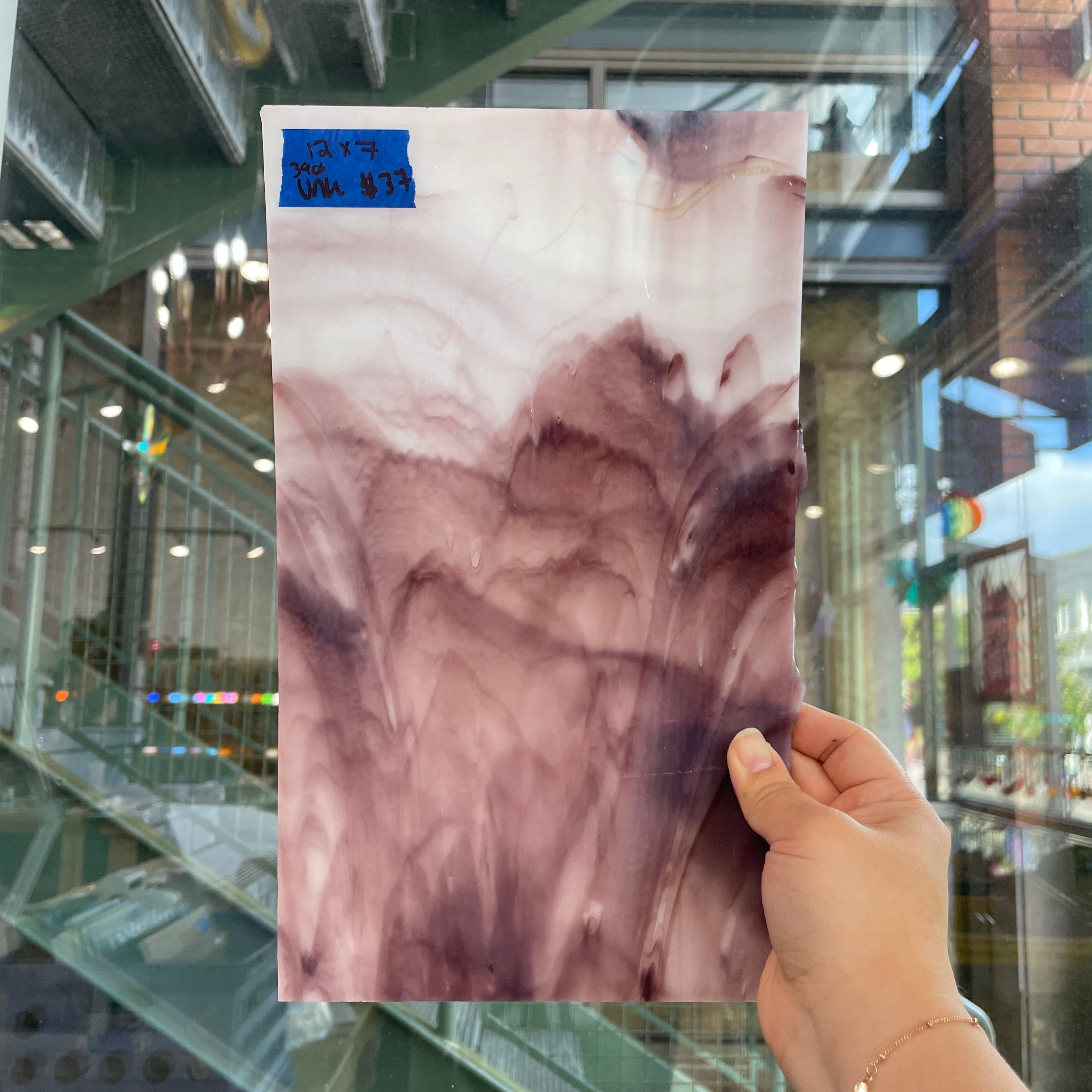 Purple White Wispy Sheet Glass Colorado Glassworks