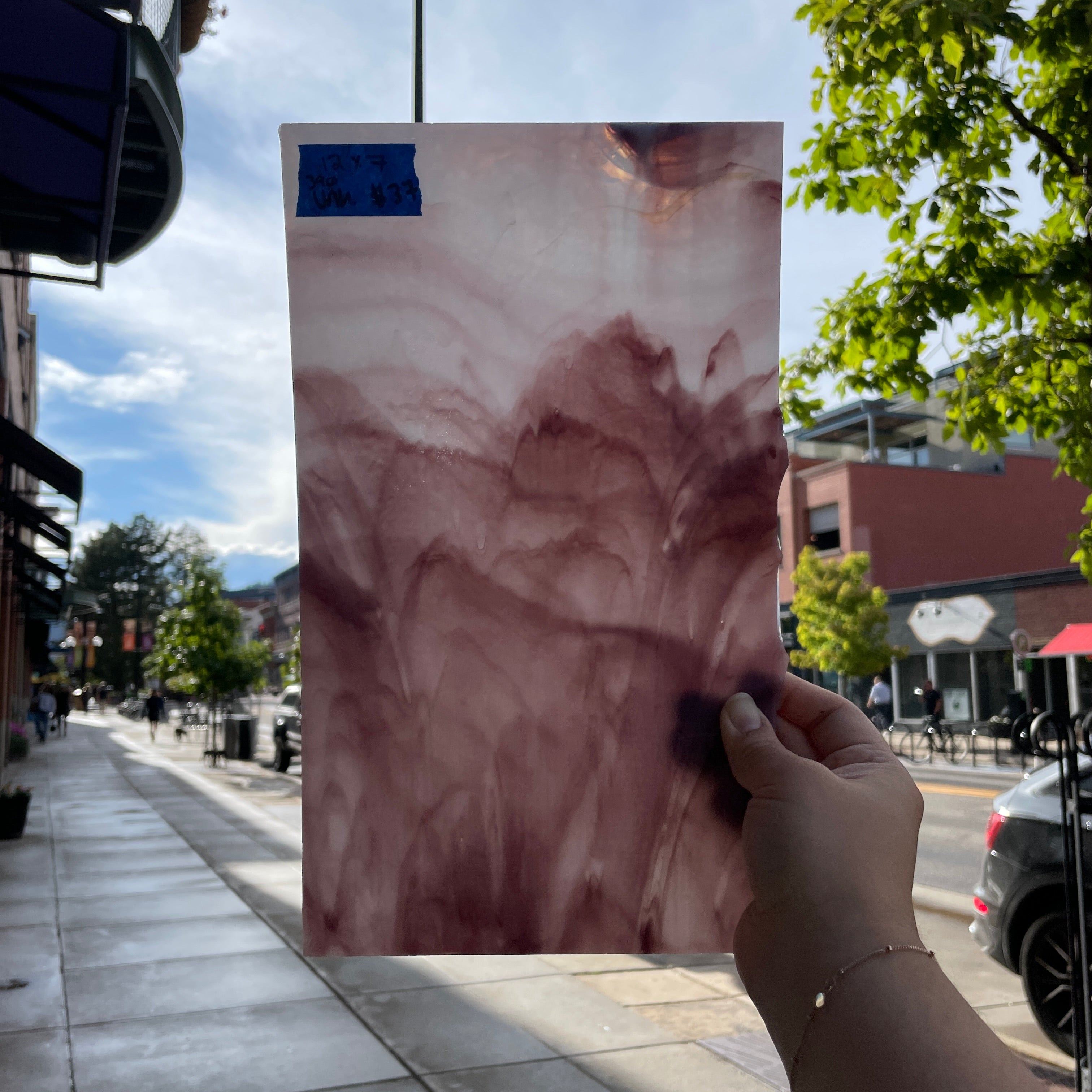 Purple White Wispy Sheet Glass Colorado Glassworks