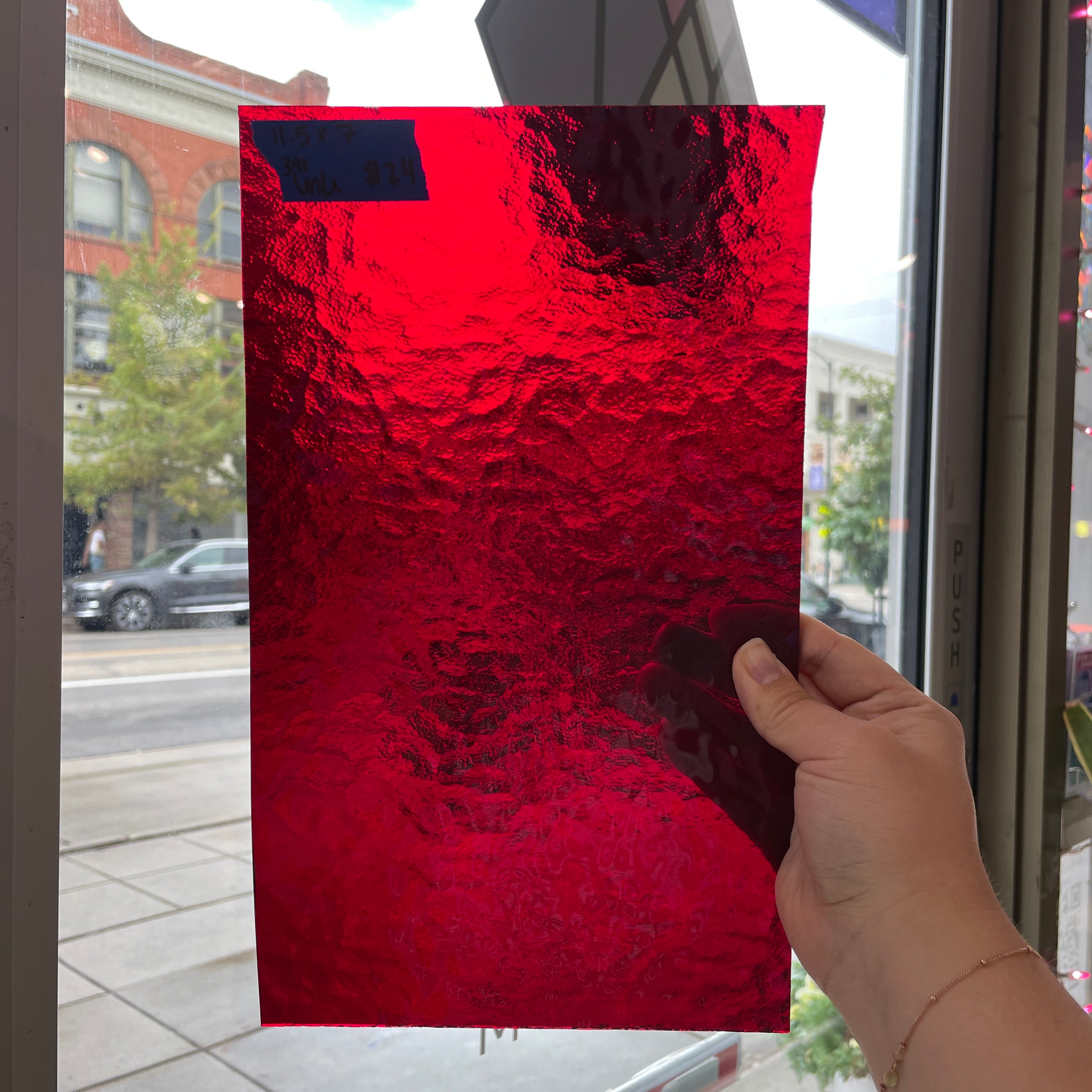 Ruby Red Textured Transparent Sheet Glass Colorado Glassworks