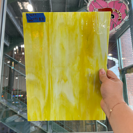 Yellow White Wispy Semi-Opaque Sheet Glass Colorado Glassworks