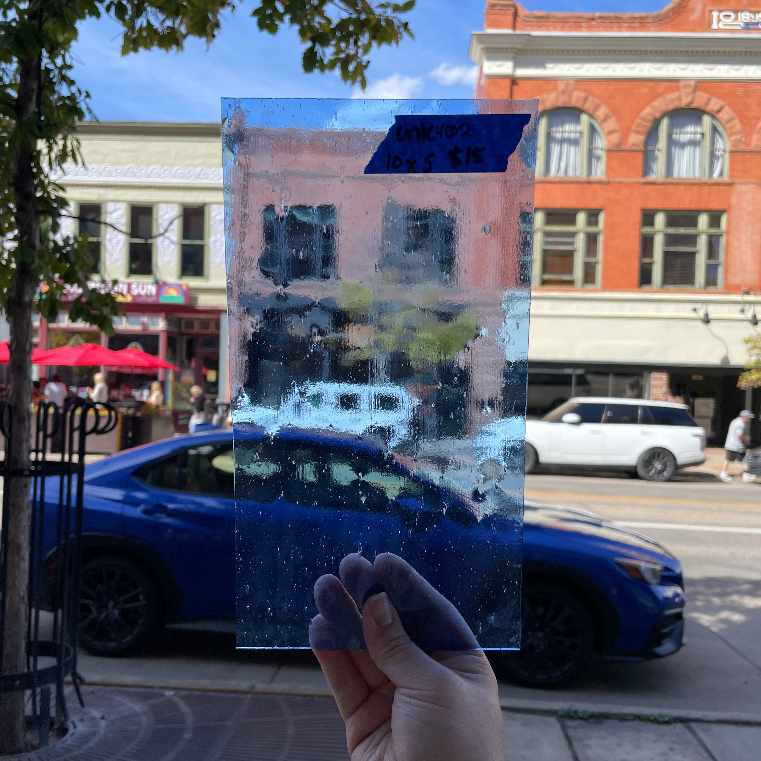 Light Navy Blue Seedy Transparent Sheet Glass Colorado Glassworks