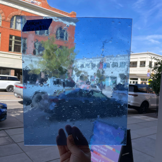 Light Navy Blue Seedy Transparent Sheet Glass Colorado Glassworks