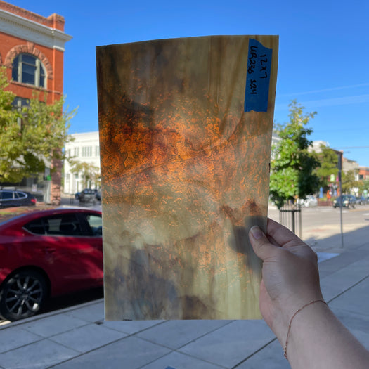 Tan Brown White Wispy Textured Uroboros Sheet Glass Colorado Glassworks