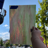 Green Purple White Wispy Hammered Wissmach Sheet Glass Kokomo