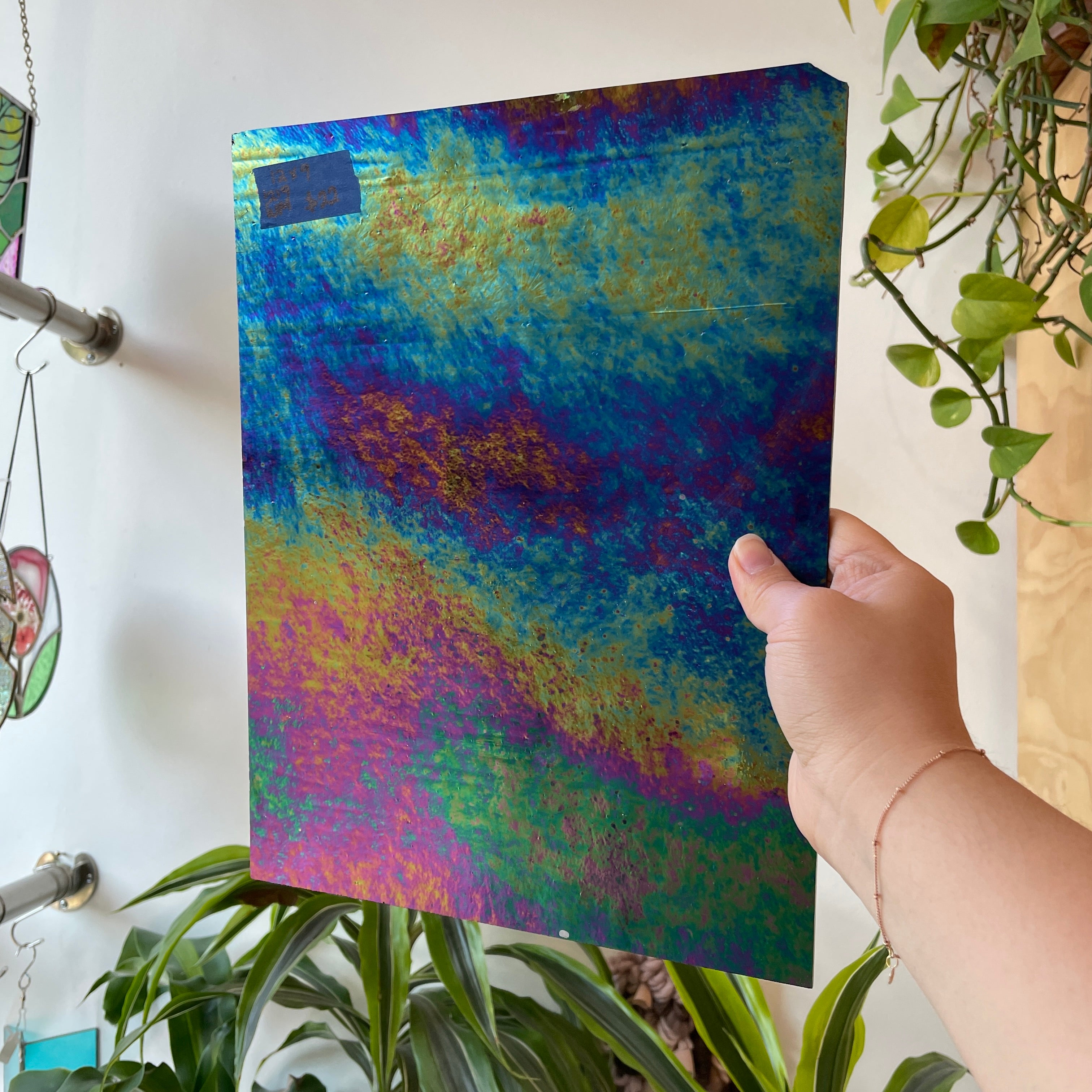 Black Iridescent Wissmach Fusible 96 COE Sheet Glass Colorado Glass Works WM1217 (12x9in)