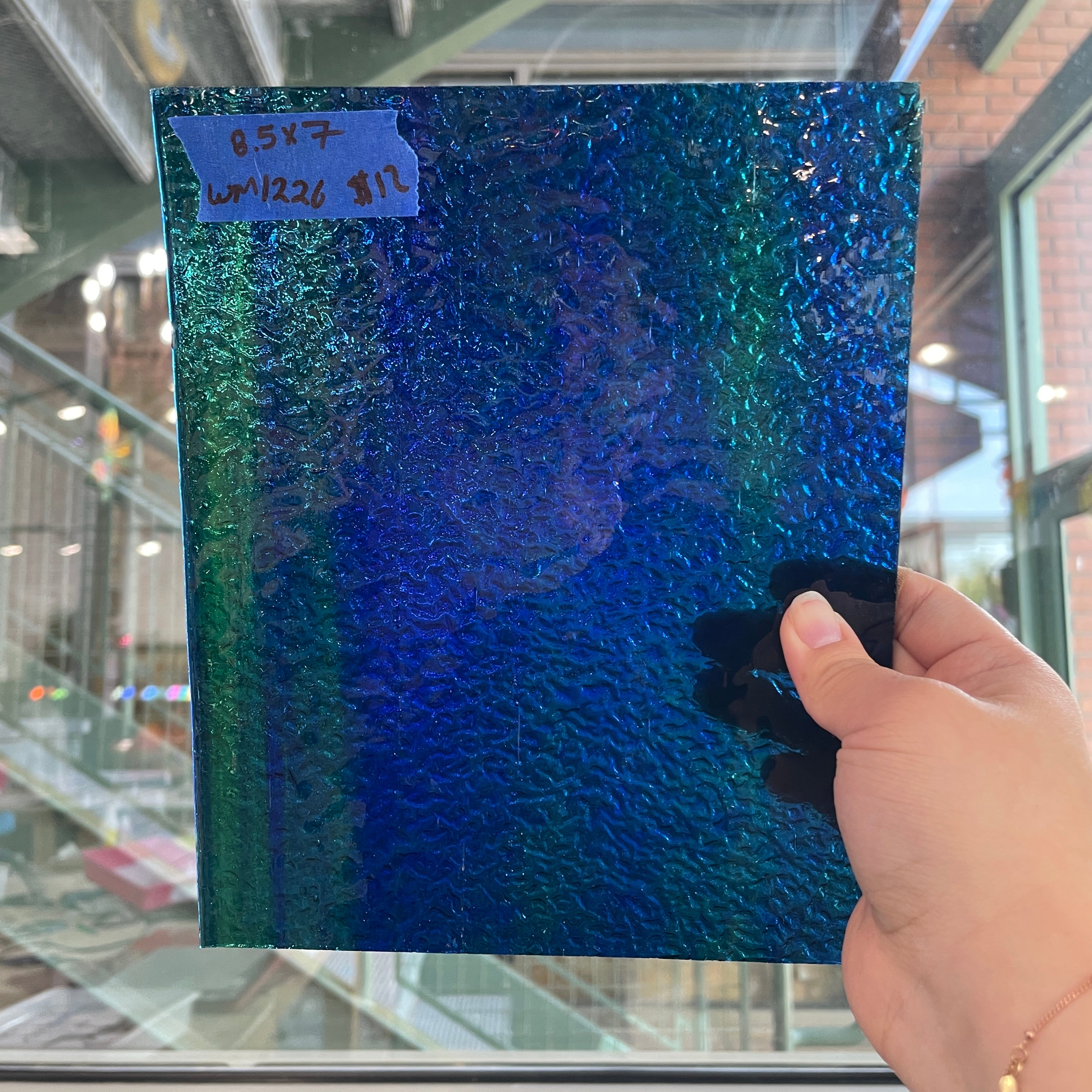 Green Blue Mixed Matrix Wissmach Sheet Glass Colorado Glassworks WM1226 (8.5x7in)