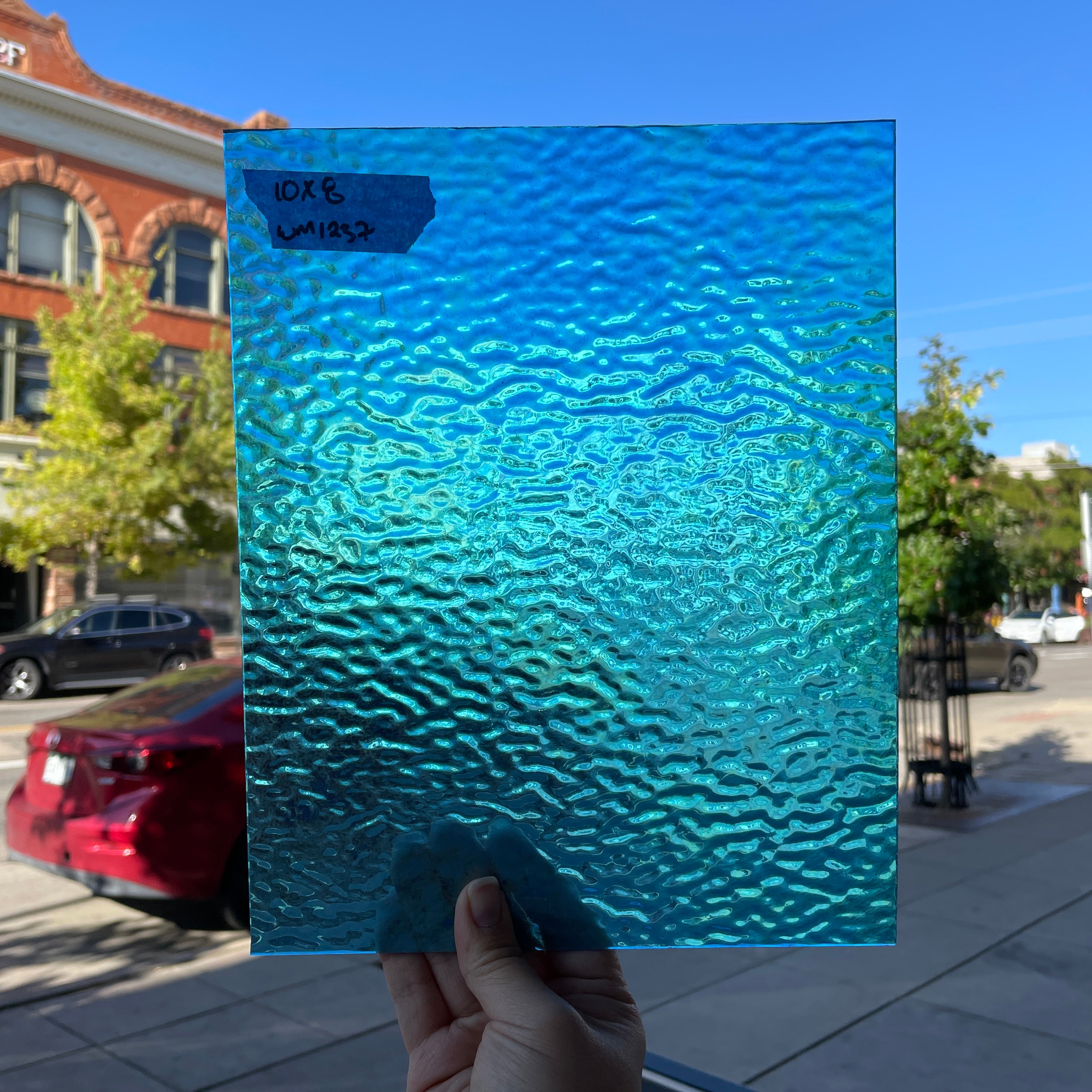Iridescent Blue Ripple Wissmach Sheet Glass Colorado Glass Works
