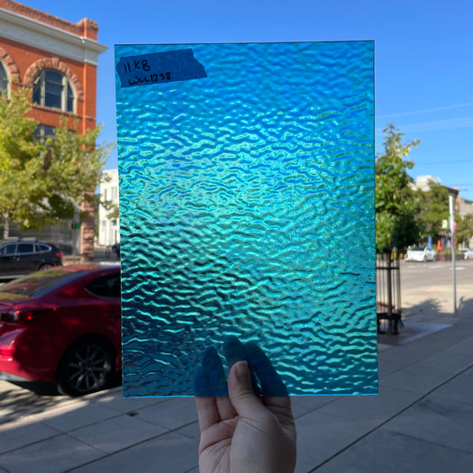 Iridescent Blue Ripple Wissmach Sheet Glass Colorado Glass Works