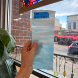 Rocky Mountain Sky Iridescent Blue White Wispy Bullseye Fusible 90 COE Fusible Sheet Glass Bullseye Glass