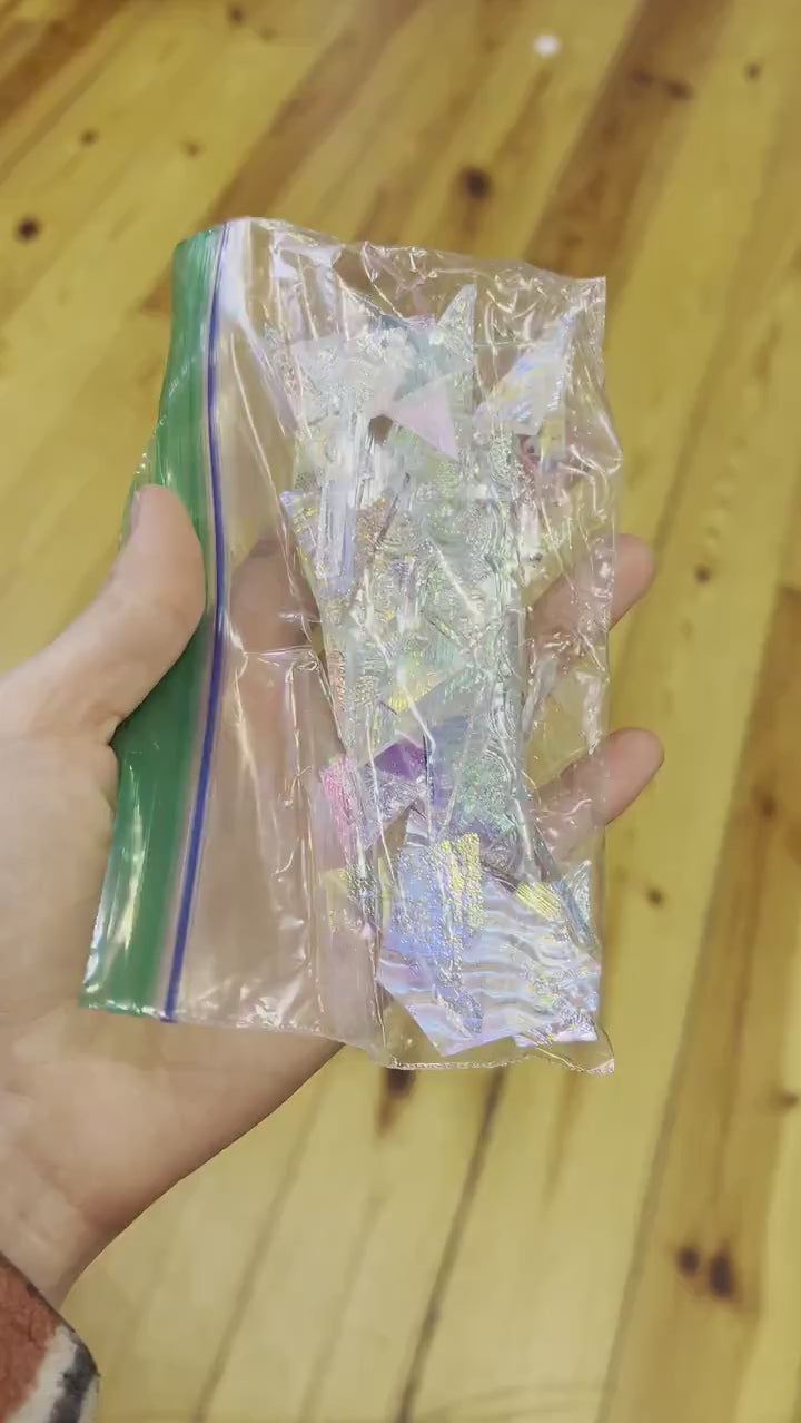Clear Dichroic Scrap Glass Seconds - great for mosaics, jewelry, and small accents in stained glass pieces (free US shipping)