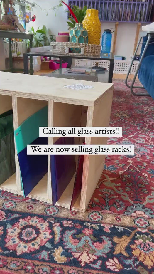 Made to order Stained Glass Storage Shelf (variety of sizes) - made in the USA, real wood, pre-built, and FREE shipping anywhere in the US!! Colorado Glass Works