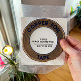 Black Backed OR Copper Backed Copper Foil Tape (both backings carried - pick size and backing on listing)