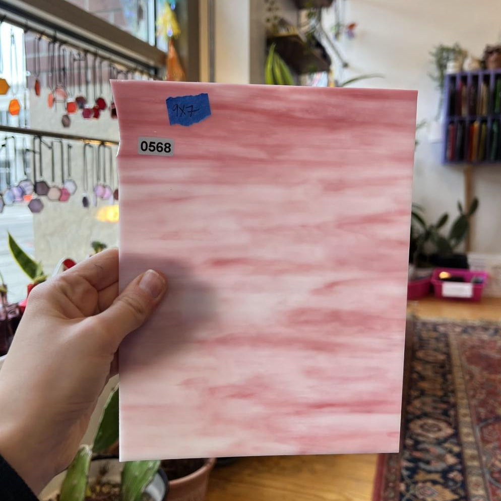 Kokomo Pink White Wispy (S) Sheet Glass Colorado Glassworks