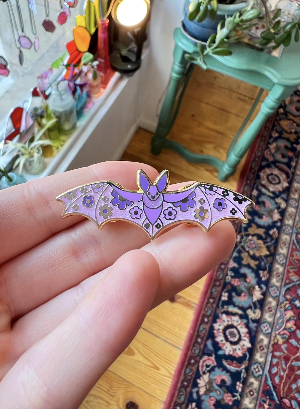 Lola the Bat Purple Pin Merch Colorado Glassworks   