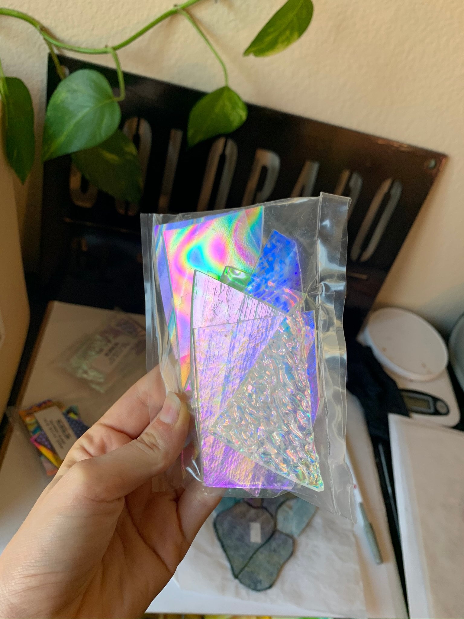 Dichroic Scrap Pack 96 and 90 COE Fusible and perfect for stained glass, mosaic, fusing, and more glass projects!