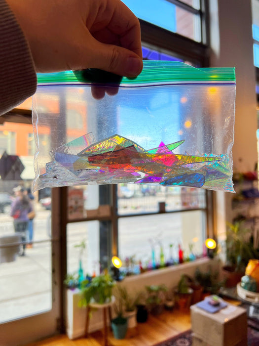 Clear Dichroic Scrap Glass Seconds  - great for mosaics, jewelry, and small accents in stained glass pieces (free US shipping)  Colorado Glass Works   