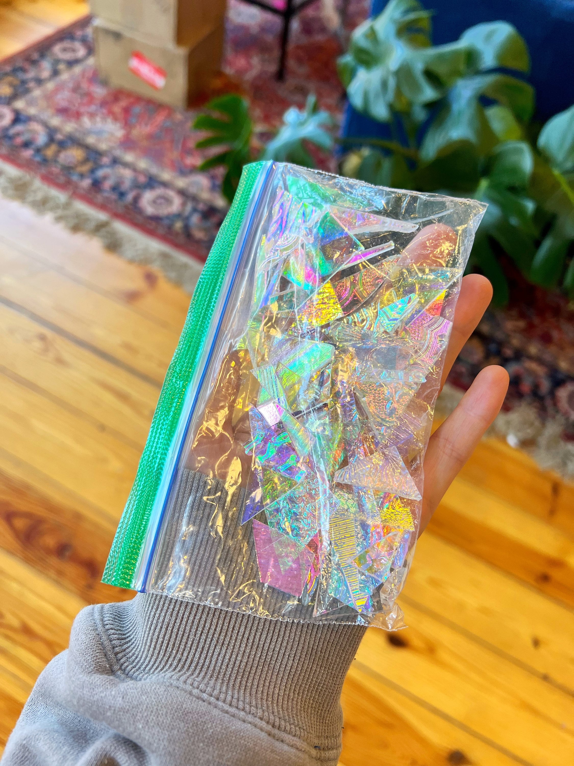 Clear Dichroic Scrap Glass Seconds - great for mosaics, jewelry, and small accents in stained glass pieces (free US shipping)