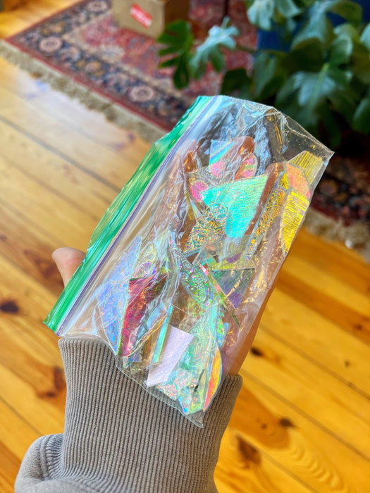 Clear Dichroic Scrap Glass Seconds  - great for mosaics, jewelry, and small accents in stained glass pieces (free US shipping)  Colorado Glass Works   