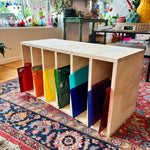 Made to order Stained Glass Storage Shelf (variety of sizes) - made in the USA, real wood, pre-built, and FREE shipping anywhere in the US!!  Colorado Glass Works   