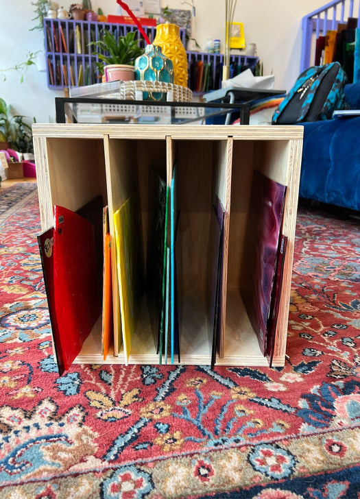 Made to order Stained Glass Storage Shelf (variety of sizes) - made in the USA, real wood, pre-built, and FREE shipping anywhere in the US!!  Colorado Glass Works   