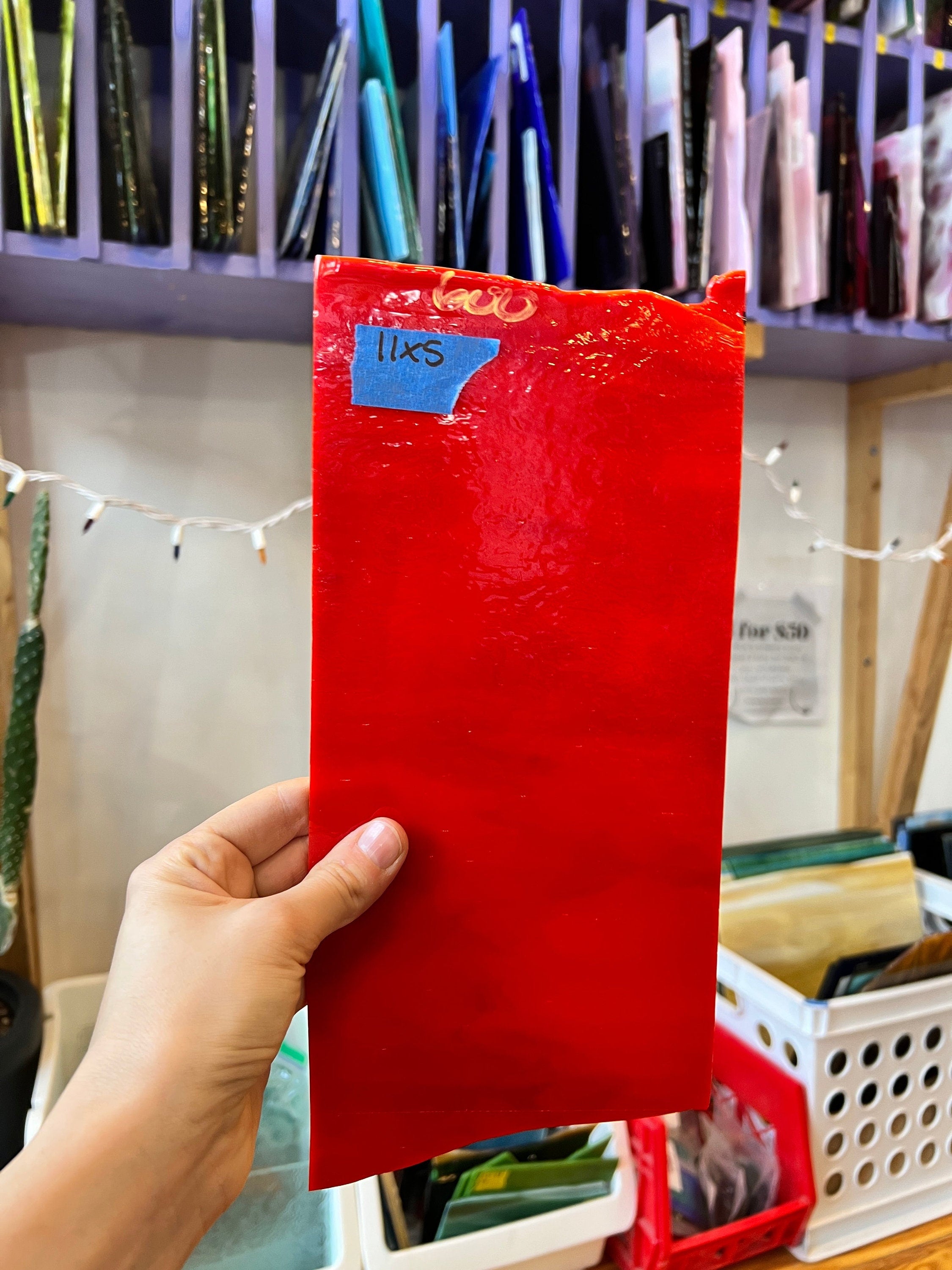 Red Apple Bullseye Fusible 90 COE Sheet Glass Colorado Glassworks BE-APPLERED (10x4.5in)