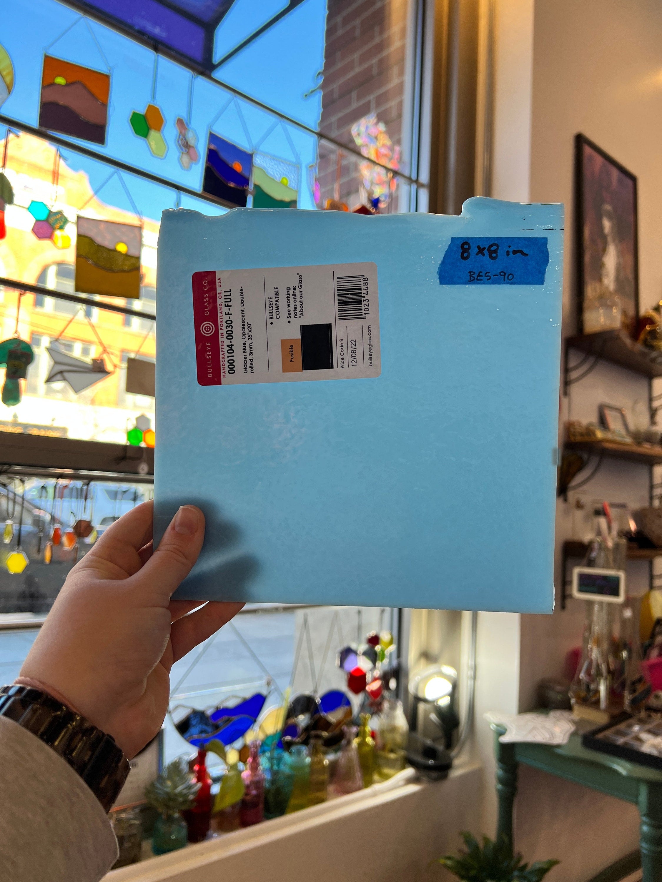 Baby Blue Bullseye 90 COE (000104-0030-F) Sheet Glass Colorado Glassworks